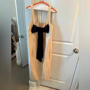 Anthropologie Maeve Cream Dress with Black Accent Bow